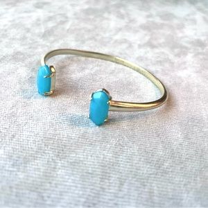 Kendra Scott Edie Gold Cuff Bracelet in Teal Agate - Adjustable